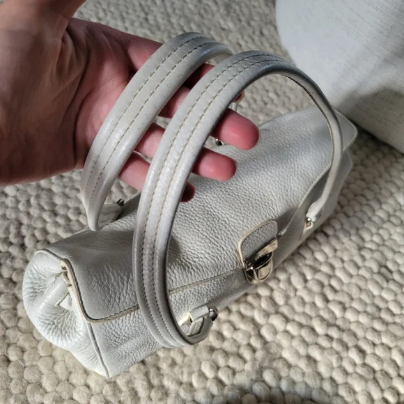 Authentic Prada Daino Bianco Leather Bag Baguette Shoulder Y2k 2000s Vintage - Picture 9 of 11